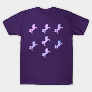 Lilac Lavender Sparkly Unicorn Silhouettes T-Shirt